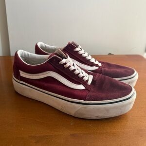 Vans Old Skool Platform Sneakers Shoes Burgundy Suede